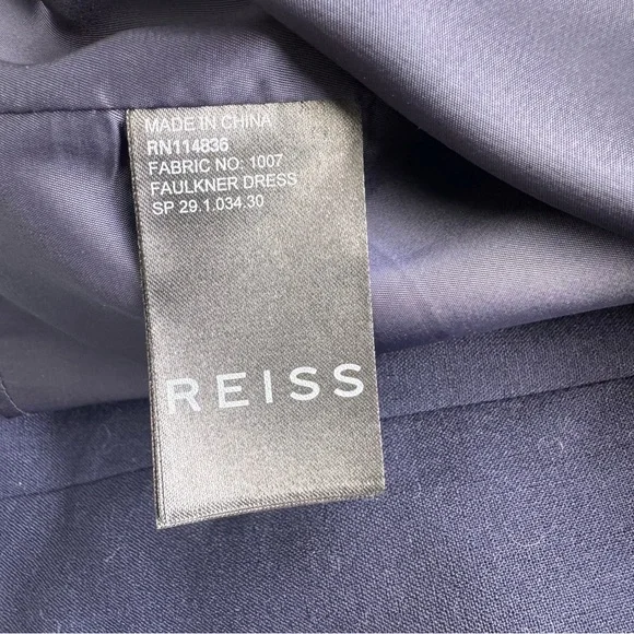 REISS Tailored V-Neck Faulkner Dress Navy Blue Size 10 - Picture 5 of 9